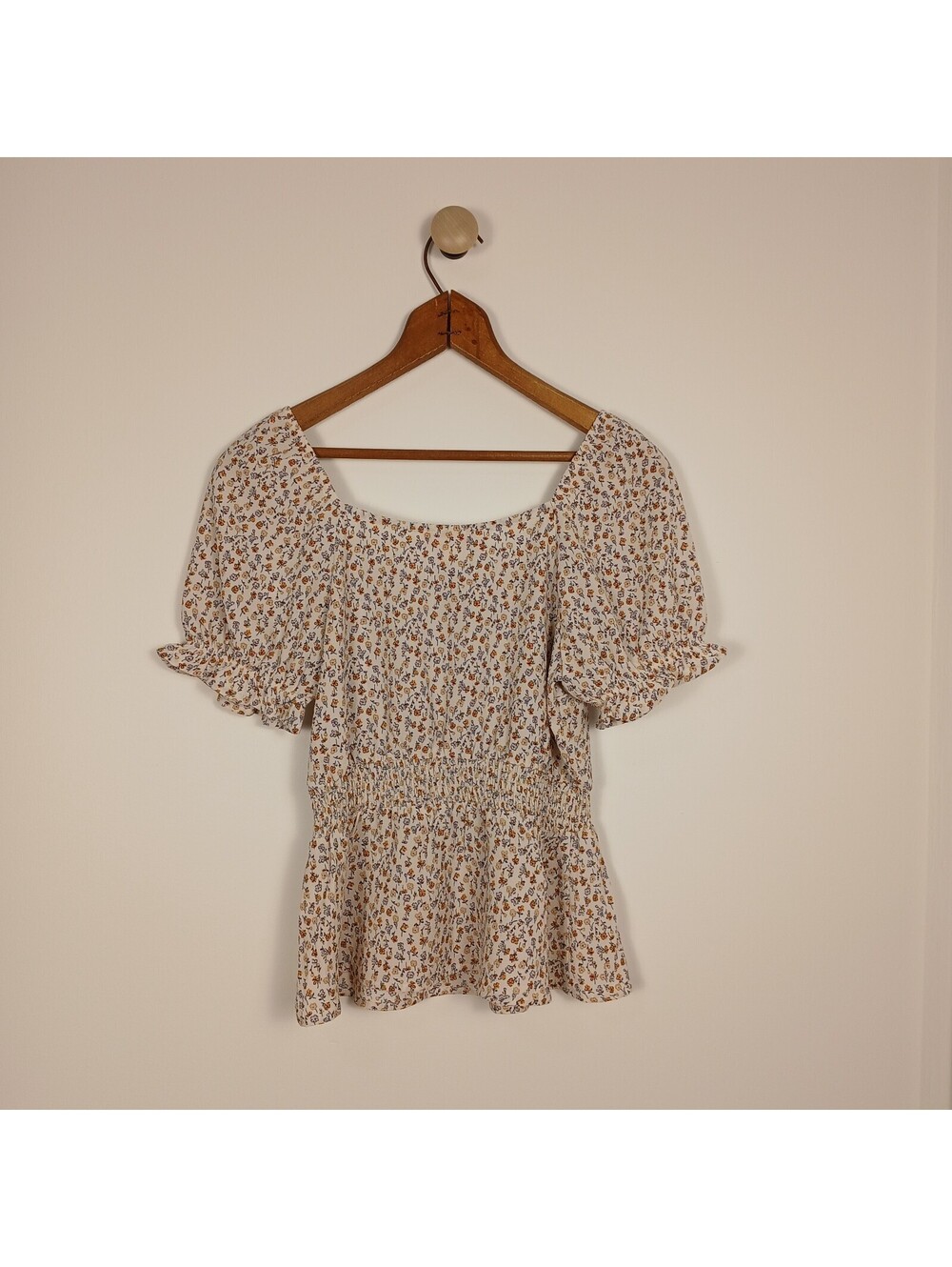 Monteau Los Angeles Floral Peplum Top Women XS Boho Cottagecore - Picture 4 of 7